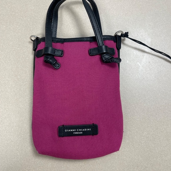 Gianni Chiarini Marcella Phone Crossbody Bag w/ Leather Trim - Pink -NWT - Picture 2 of 8